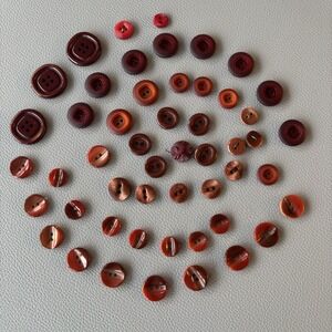 Vintage + New Red Burgundy Button Lot. Mix Two Hole Four Hole Button Crafts Sew
